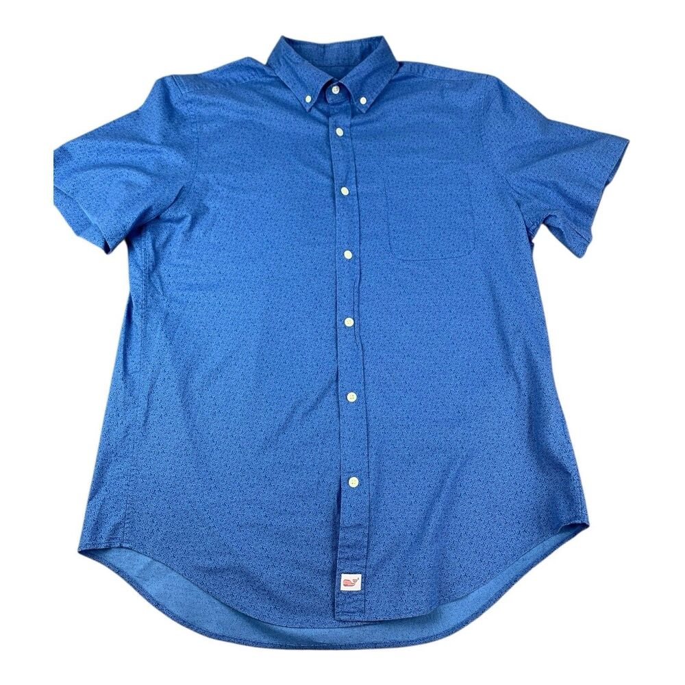 Vineyard Vines Short Sleeve Shirt, Classic Fit Murray, Blue, Starfish, Men’s Med